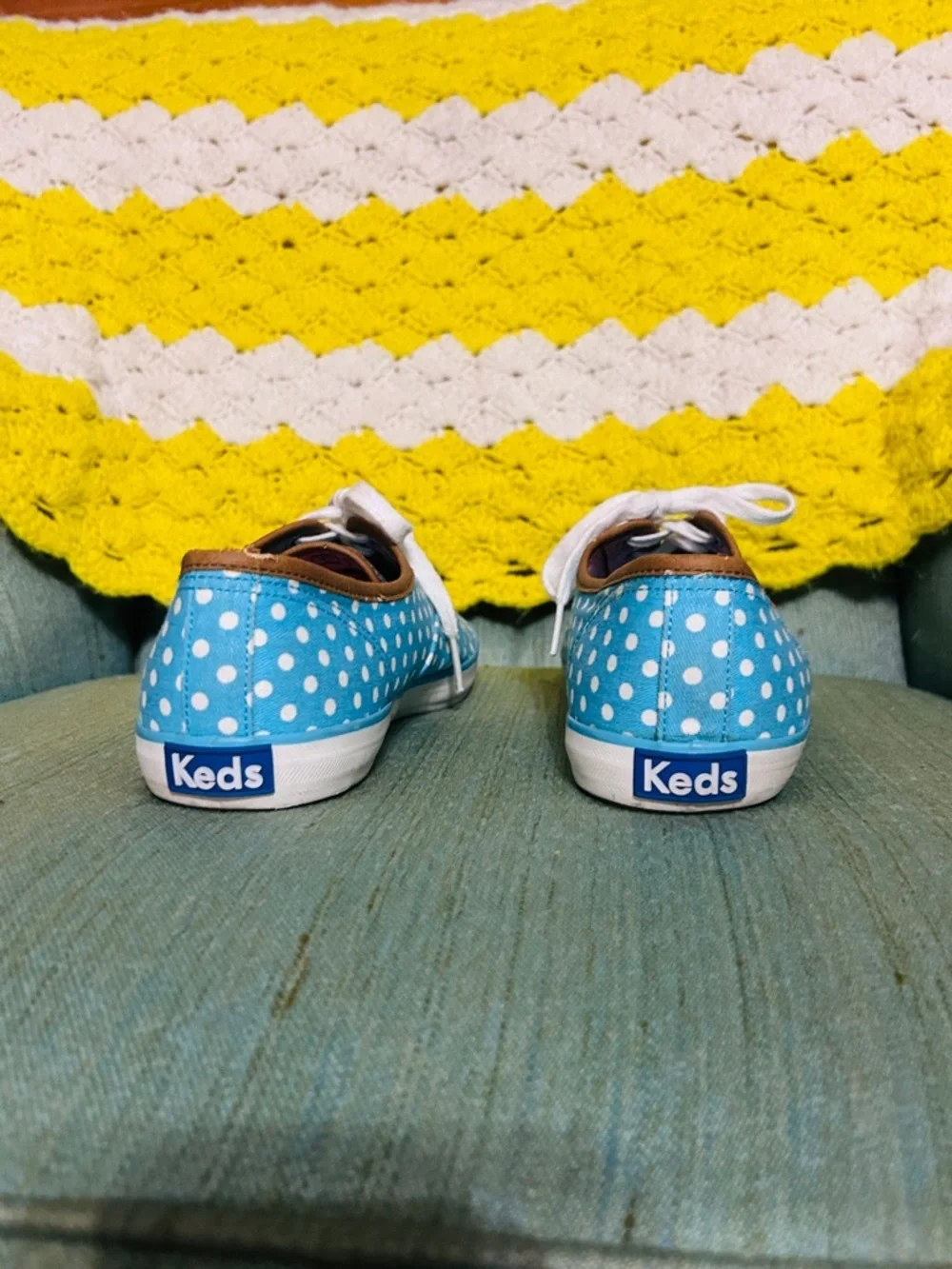 Keds Y2K Blue Polka Dot Canvas Sneakers